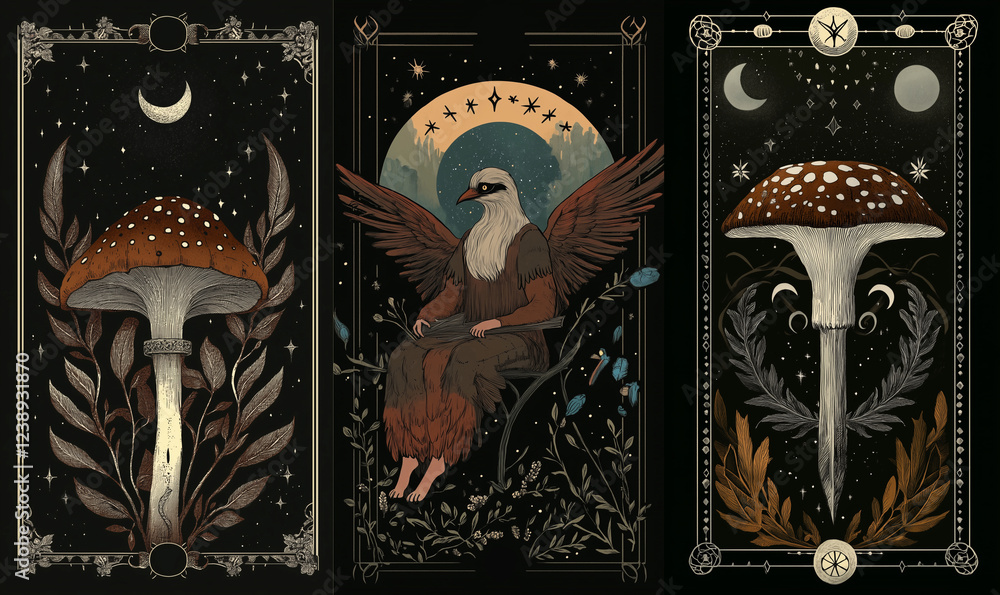 Wall mural tarot illustrations in modern style