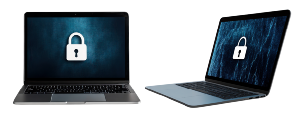 Two Laptops with Lock Symbols Representing Cybersecurity Concepts