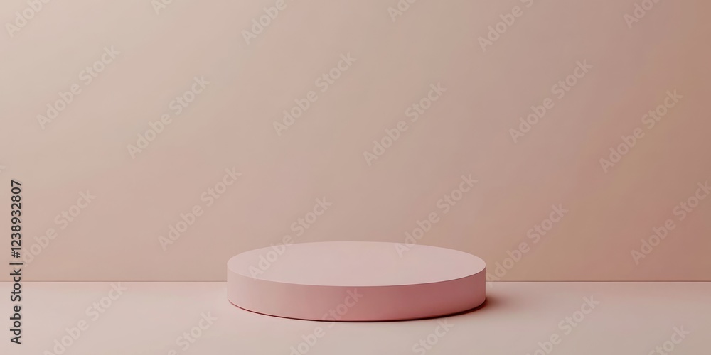 Poster minimalist round podium on a soft pink background with smooth gradients and ample copy space for pro