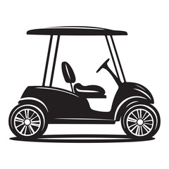 Luxury Golf Cart Graphic – Editable Black Silhouette