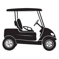 Luxury Golf Cart Graphic – Editable Black Silhouette
