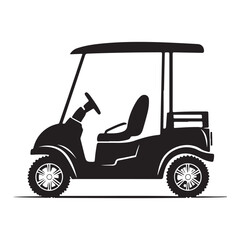 Monochrome Golf Vehicle Illustration – Stylish Vector Art