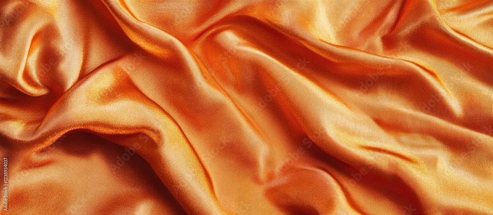 Poster orange satin fabric texture with smooth folds and creases ideal for background use and design projec