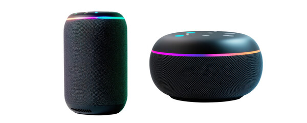 Stylish Smart Speakers with Modern Design and Colorful Lighting Effects