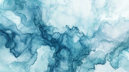 Abstract blue ink wash painting, fluid art, swirling design.