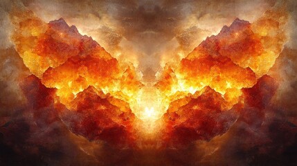 Obraz premium Fiery wings emerging from clouds.