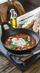 Delicious tomato bisque with creamy garnish and fresh basil for a cozy dining experience