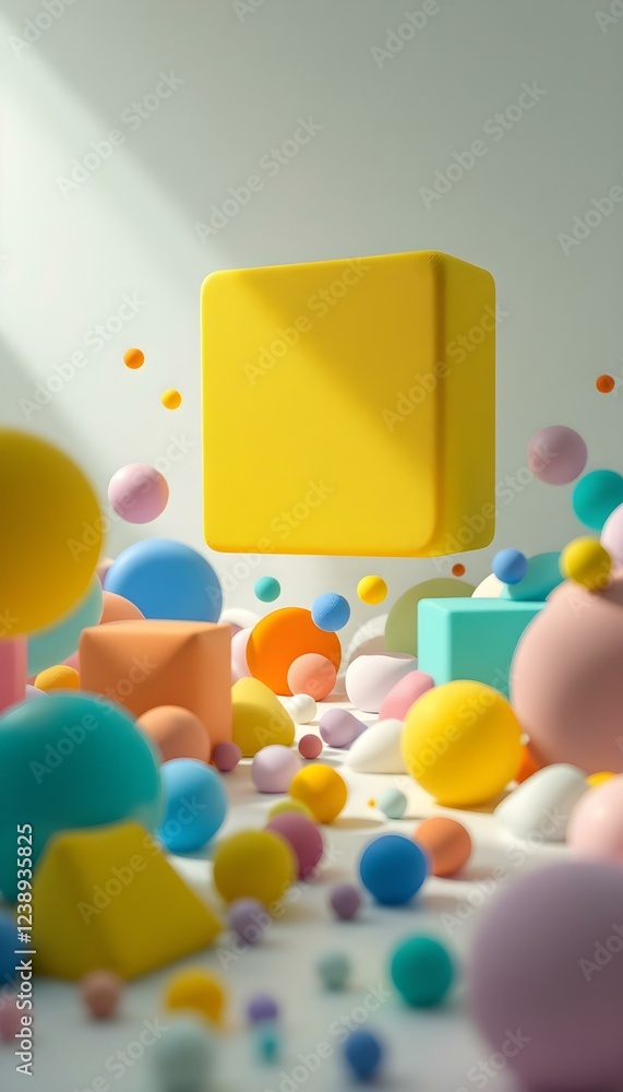 Poster generative ai colorful 3d shapes abstract art