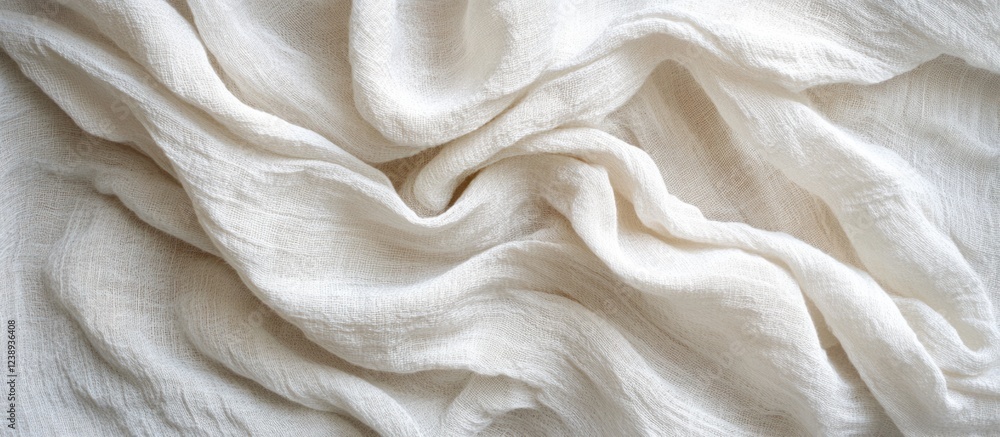 Poster textured white fabric with soft folds and drapes suitable for backgrounds and product photography wi
