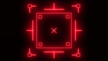 neon Target searching scope and scanning radar animation with red color on black background. - Powered by Adobe