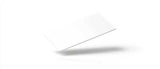 Blank floating business card on white background with soft shadow and ample copy space for design or branding elements