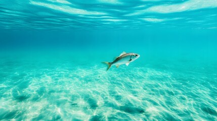 Handline Fishing Method with Fish Swimming Near Bait Underwater