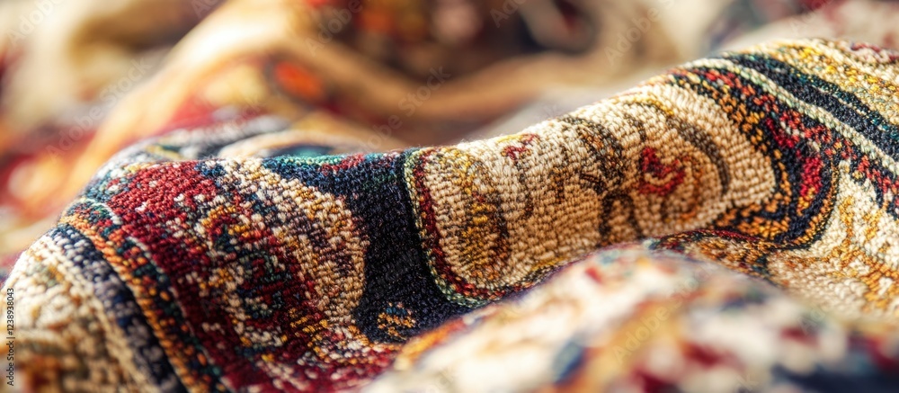 Aufkleber textured close-up view of richly patterned fabric showcasing intricate designs and vibrant colors wi