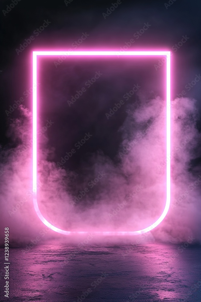 Aufkleber vibrant abstract backdrop featuring a softly glowing pink neon light frame, creating a striking foca