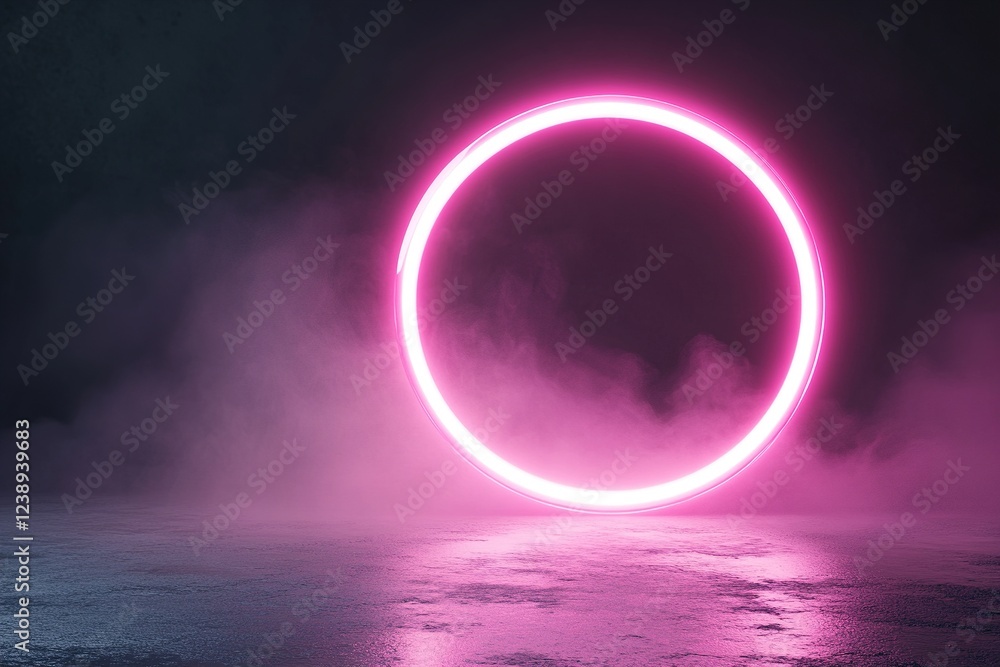 Aufkleber a striking abstract background showcases a soft pink neon light frame against a dark gradient. the c