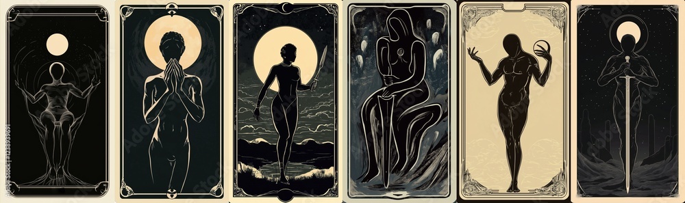 Wall mural tarot illustrations in modern style
