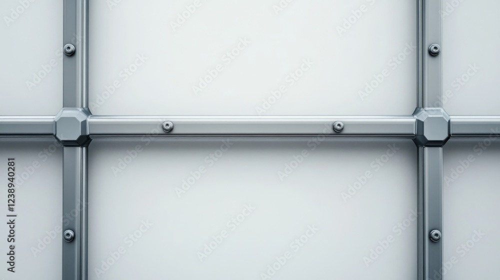 Poster modern metallic panel with geometric pattern and gray borders on a white background suitable for var