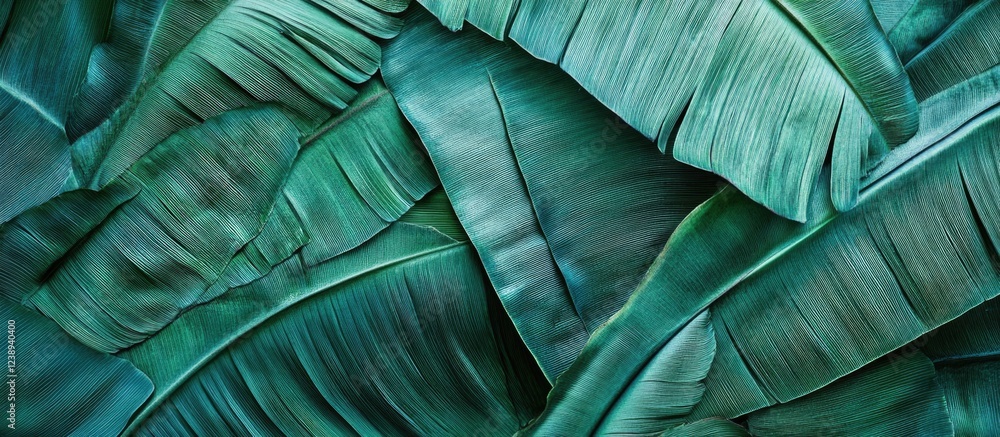 Poster green tropical leaves close-up background with textured patterns and details natural light showing c