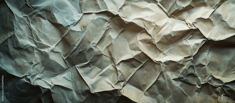 Poster crumpled textured paper background surface with shades of brown and gray ideal for adding designs or