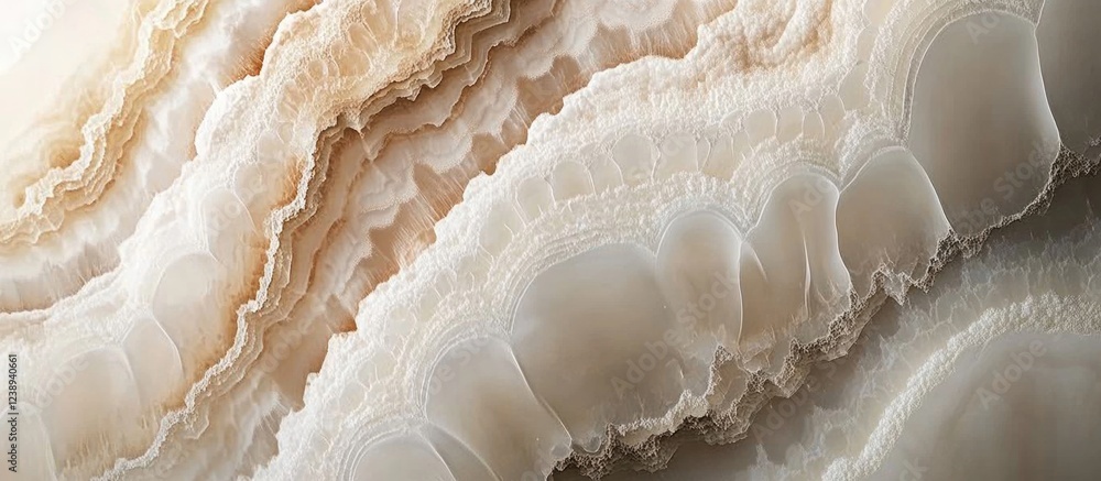 Poster beige and cream colored layered mineral stone texture with natural patterns and wavy lines, suitable