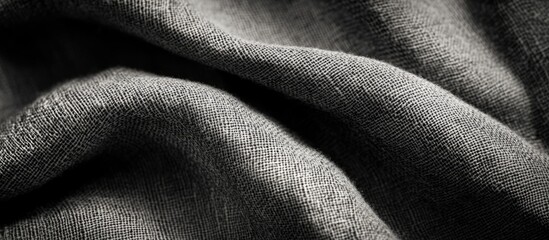 Close-up of textured gray fabric showcasing intricate weave and folds for textile backgrounds and designs Copy Space