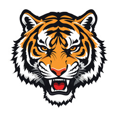 Powerful Tiger Head Graphic Design/A bold, stylized graphic of a tiger's head, perfect for logos, branding, or wildlife-themed designs.