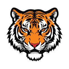 Bold Tiger Head Graphic for Design Projects/This is a bold, graphic illustration of a tiger's head, perfect for logos, websites, or other design projects.