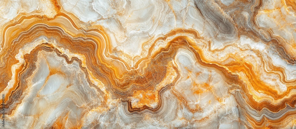 Aufkleber abstract orange and gray agate stone texture background with wavy patterns and natural mineral forma