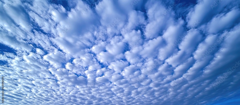 Poster cloudy blue sky with textured clouds in various shapes creating a natural pattern against the backdr