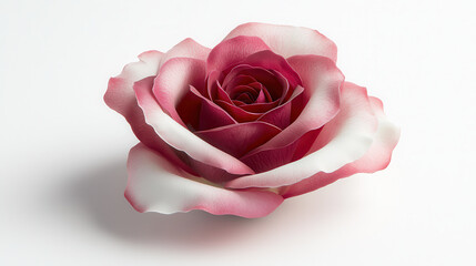 close up of beautiful red rose with delicate pink edges, showcasing its intricate petals and vibrant colors