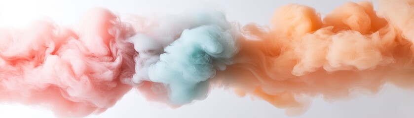 Fototapeta premium Multicolored smoke swirls create a captivating border with vibrant hues blending smoothly into a clean center. Ideal for adding text or creating striking visuals with artistic flair
