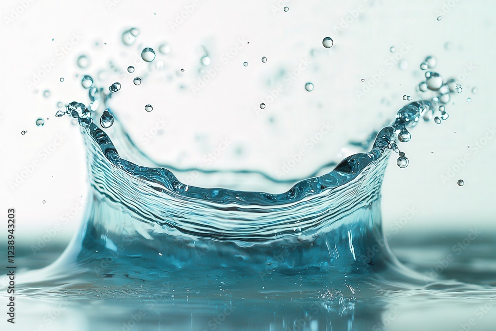 Poster A sudden splash sends droplets flying through the air, creating beautiful ripples on the smooth water surface, all illuminated with soft ambient light