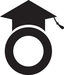 academic hat icon, with editable stroke. Linear mortarboard sign, education pictogram, education hat with letter
