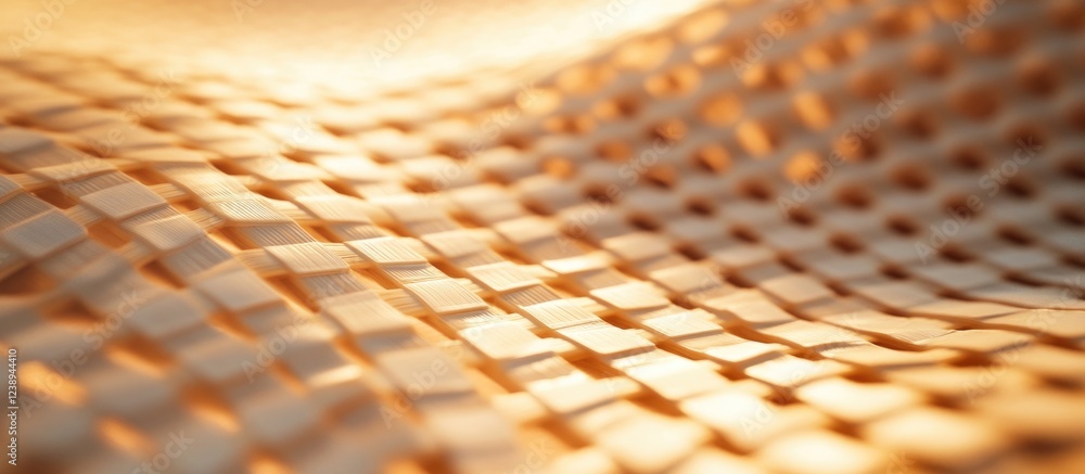 Poster woven texture of natural wood material with warm lighting highlights and shadows creating depth and 