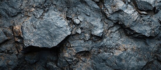 Fototapeta premium Dark textured rock surface with rough edges and natural patterns ideal for background use Copy Space