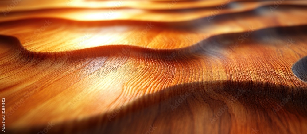 Poster wooden surface with wavy texture and warm lighting reflections suitable for background or design use