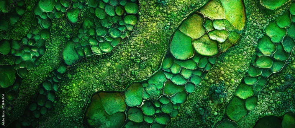 Poster abstract close-up of textured green surface resembling organic pattern and various shades of green w