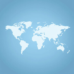 Fototapeta premium World map in white on a light blue background, representing global geography, international relations, and the interconnectedness of countries across the world.