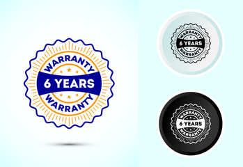 Advertising 6 years warranty label, icon, logo, badge, symbol design