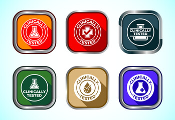 Clinically tested icon design illustration, Clinically proven label sign, Button Design Set