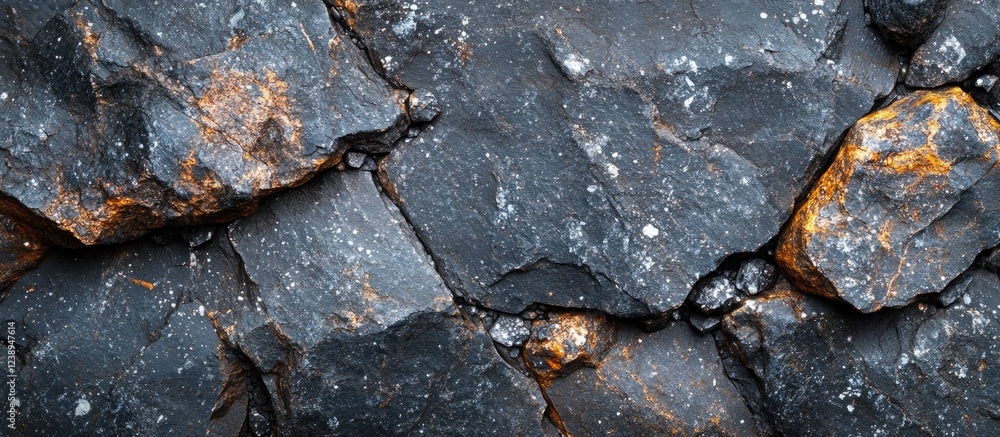 Poster black and orange textured rock surface background with visible stones and mineral details suitable f