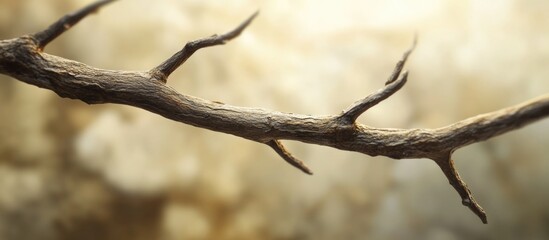 Close-up view of a weathered tree branch with soft blurred background, Copy Space