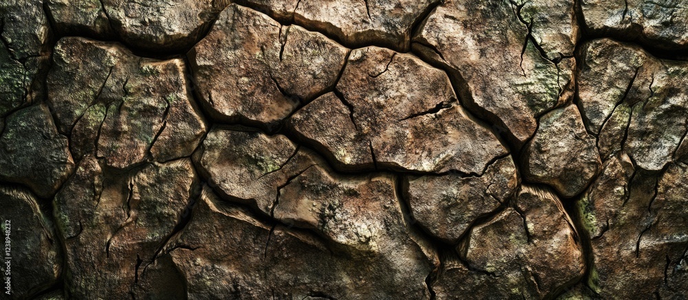 Poster cracked dry earth texture background with rough surface and deep crevices suitable for design elemen