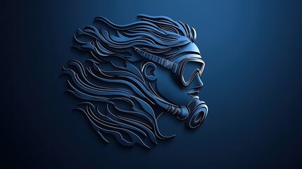 Abstract Sculpted Woman Scuba Diver Profile