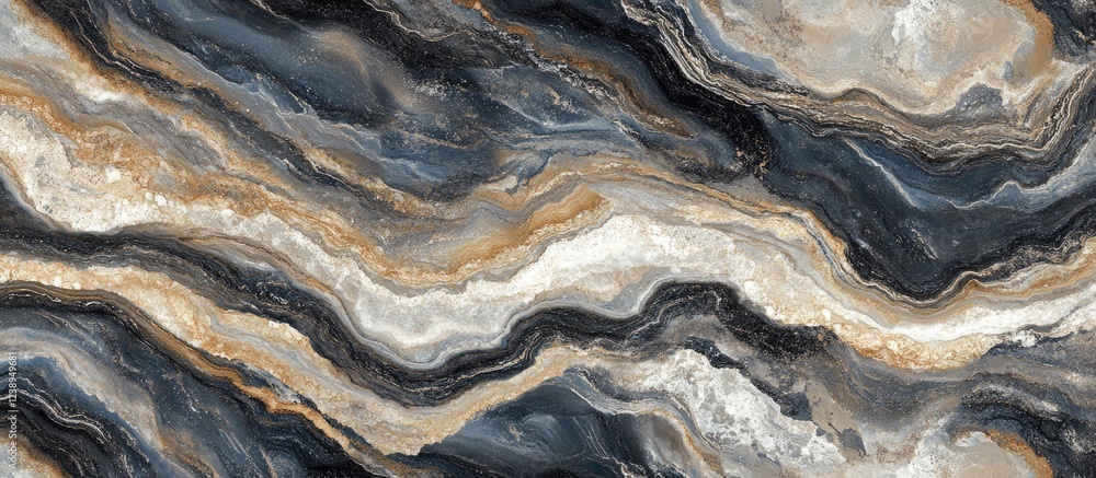 Aufkleber abstract natural stone texture in black and gold with fluid patterns suitable for backgrounds or sur