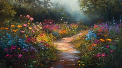 Vibrant Flower Garden Path