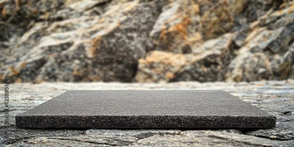 Aufkleber textured black surface on rocky background with copy space for product display or design purpose