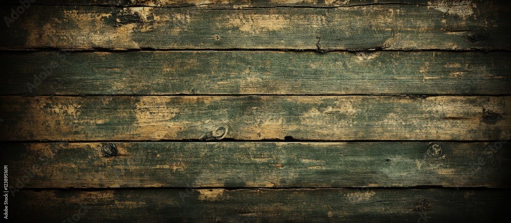 Poster old distressed wooden planks with a greenish hue and visible grain texture suitable for backgrounds 