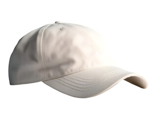 Fototapeta premium Blank beige baseball cap, classic style, clean and simple design, isolated on transparent background, PNG, cut out