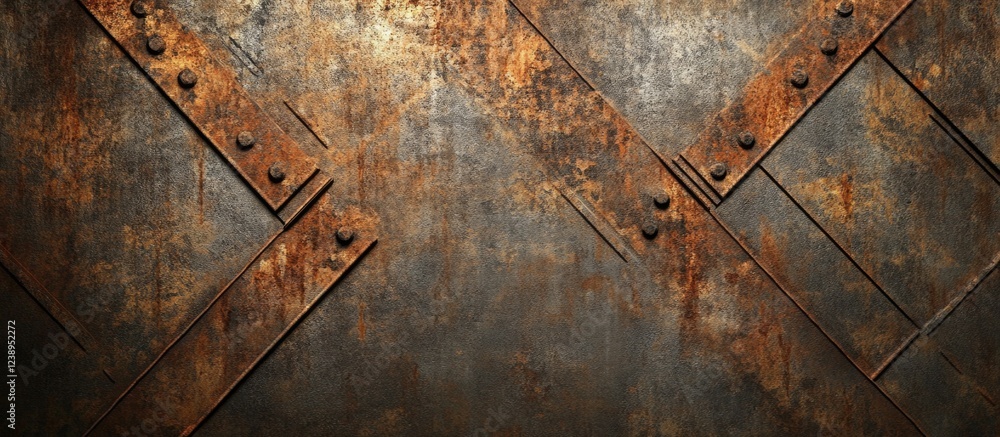 Poster rusty metal texture background with rivets and worn surface suitable for industrial designs and back